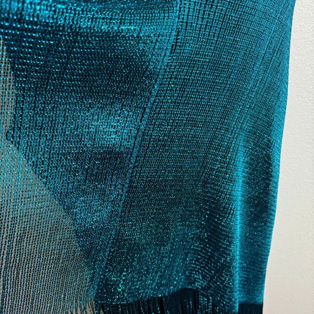 Vintage Piano Party Evening  Wrap Poncho  Scarf Fringe Lurex